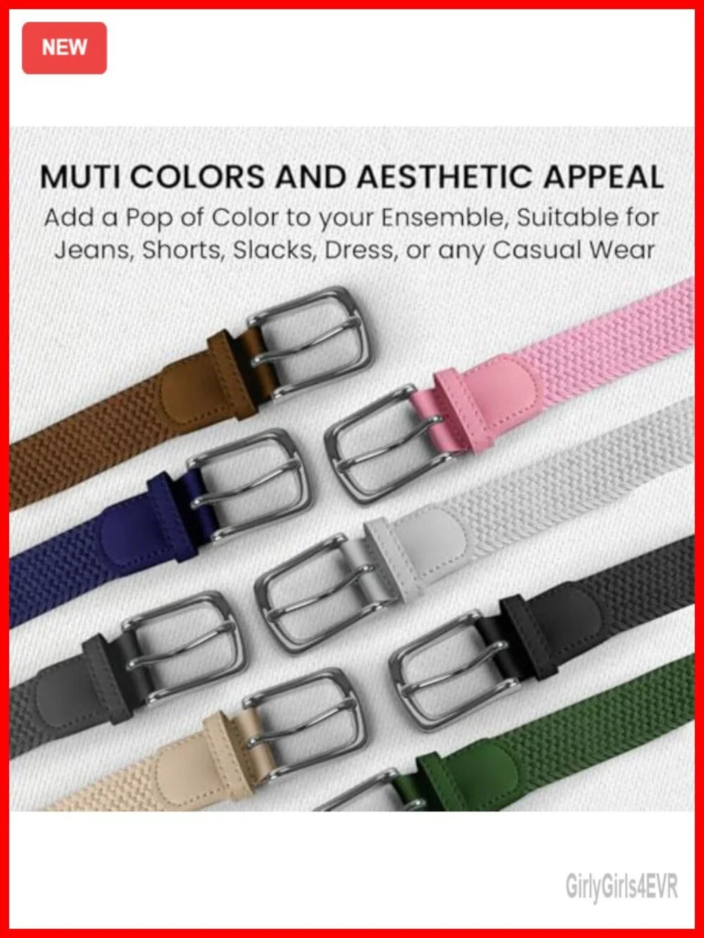 Stretch Woven Polyester Belts for Men Women 3 Pack Golf Hiking